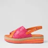 Women DJANGO & JULIETTE Ames Bright Orange Fuchsia Leather Sandals