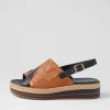Women DJANGO & JULIETTE Ames Navy Dark Tan Leather Espadrilles