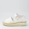 Women DJANGO & JULIETTE Amillent White Gold Flower Leather Espadrilles