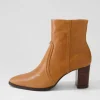 Women DJANGO & JULIETTE Anahi Cognac Leather Ankle Boots