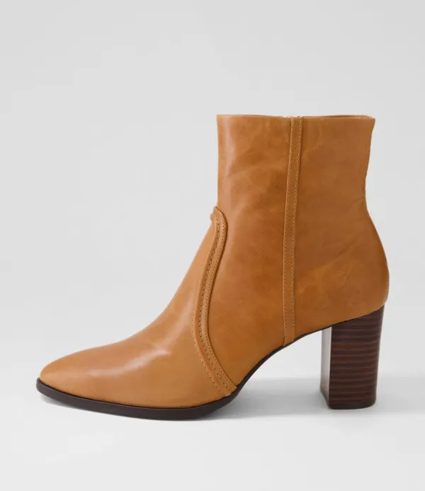 Women DJANGO & JULIETTE Anahi Cognac Leather Ankle Boots