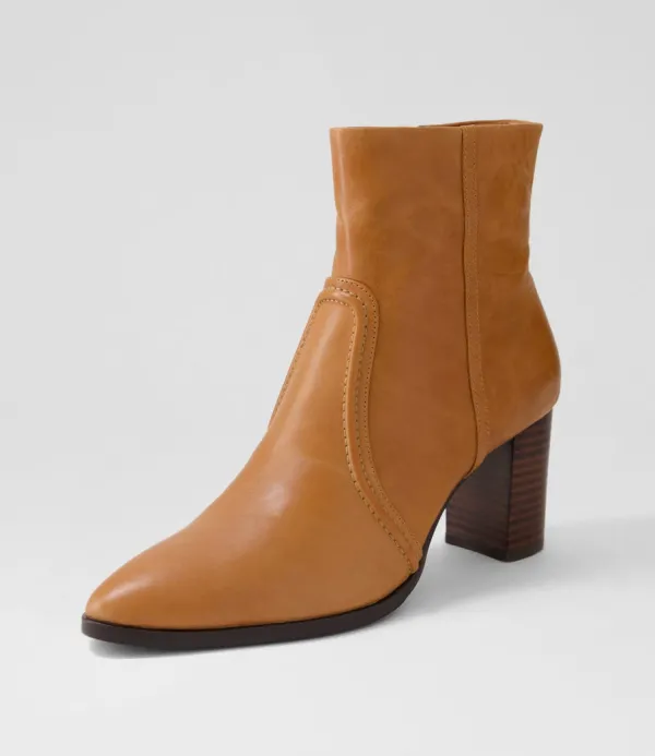 Women DJANGO & JULIETTE Anahi Cognac Leather Ankle Boots