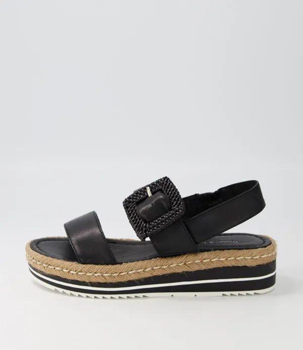 Women DJANGO & JULIETTE Antons Black Leather Espadrilles
