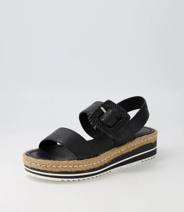 Women DJANGO & JULIETTE Antons Black Leather Espadrilles