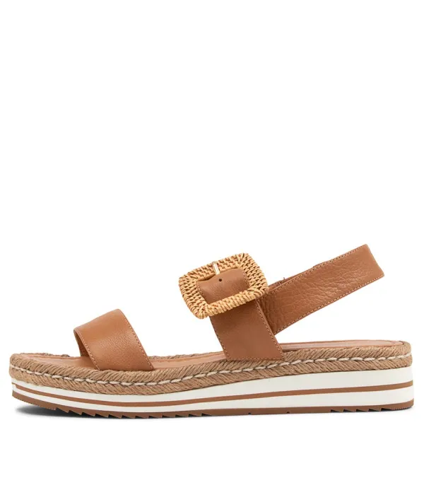 Women DJANGO & JULIETTE Antons Dark Tan Leather Espadrilles