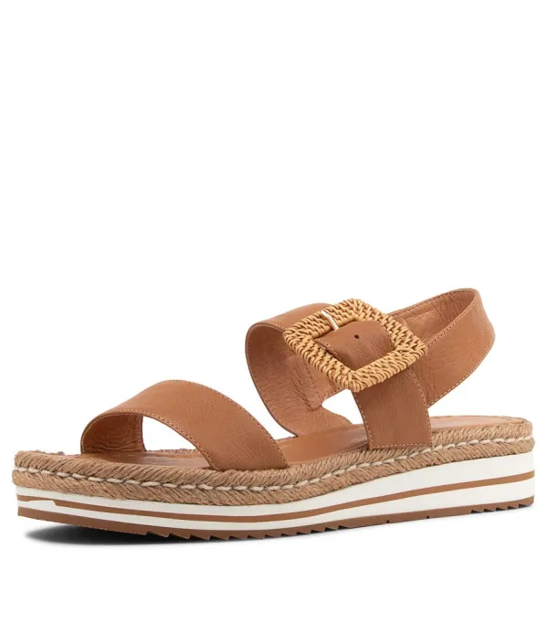 Women DJANGO & JULIETTE Antons Dark Tan Leather Espadrilles