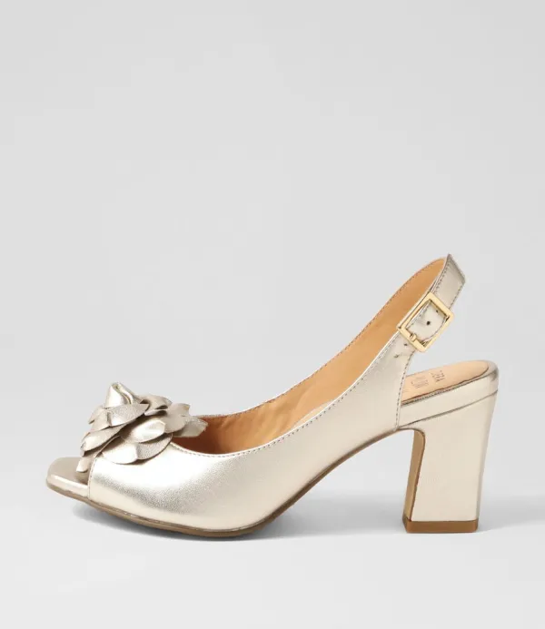 Women ZIERA Aprills W Pale Gold Leather Sandals
