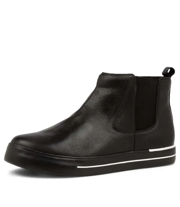 Women ZIERA Arianah W Black Leather Ankle Boots Bs