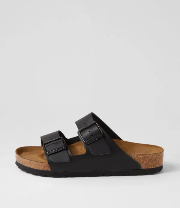 Women BIRKENSTOCK Arizona Black Leather Slides