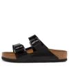 Women BIRKENSTOCK Arizona Black Patent Birko-Flor Slides