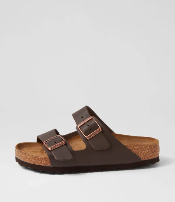 Women BIRKENSTOCK Arizona Brown Leather Slides