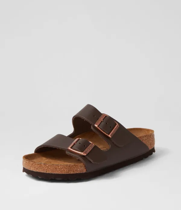 Women BIRKENSTOCK Arizona Brown Leather Slides