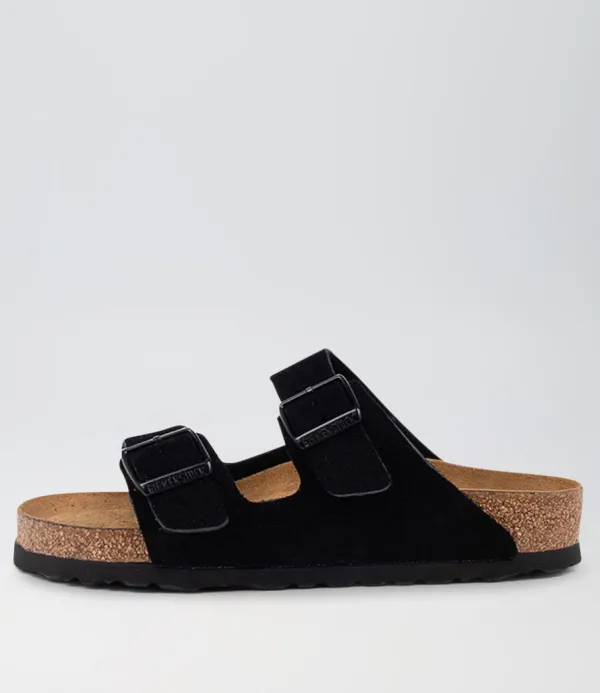 Women BIRKENSTOCK Arizona Sfb Black Suede Slides