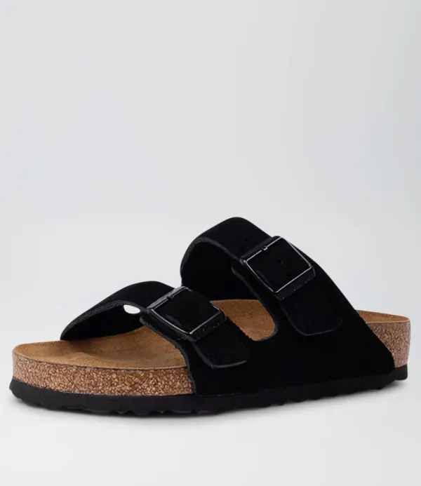 Women BIRKENSTOCK Arizona Sfb Black Suede Slides