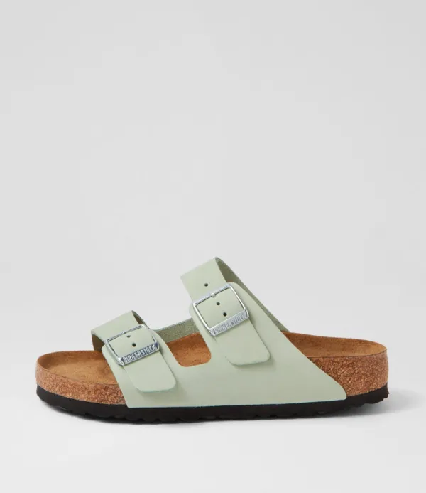 Women BIRKENSTOCK Arizona Sfb Matcha Nubuck Slides