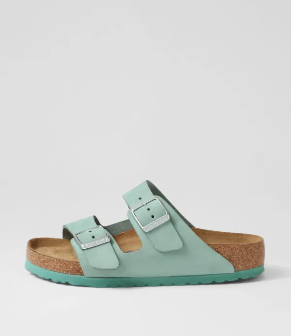 Women BIRKENSTOCK Arizona Sfb Nubuck Beryl Nubuck Slides