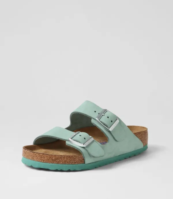 Women BIRKENSTOCK Arizona Sfb Nubuck Beryl Nubuck Slides