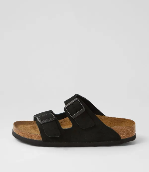Women BIRKENSTOCK Arizona Sfb Su Narrow W Black Suede Slides