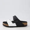 Women BIRKENSTOCK Arizona Split Black White Birkoflor Slides