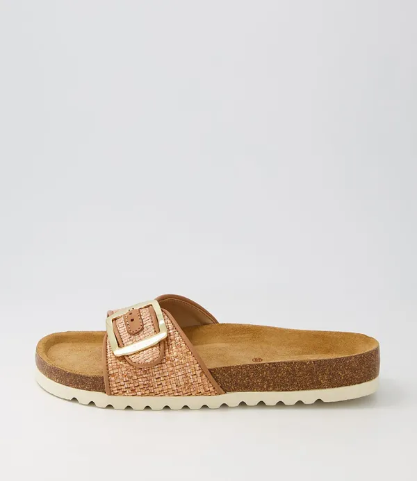 Women GABOR Arnell Peach Raffia Slides