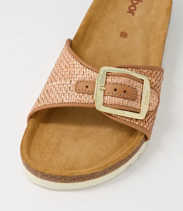 Women GABOR Arnell Peach Raffia Slides