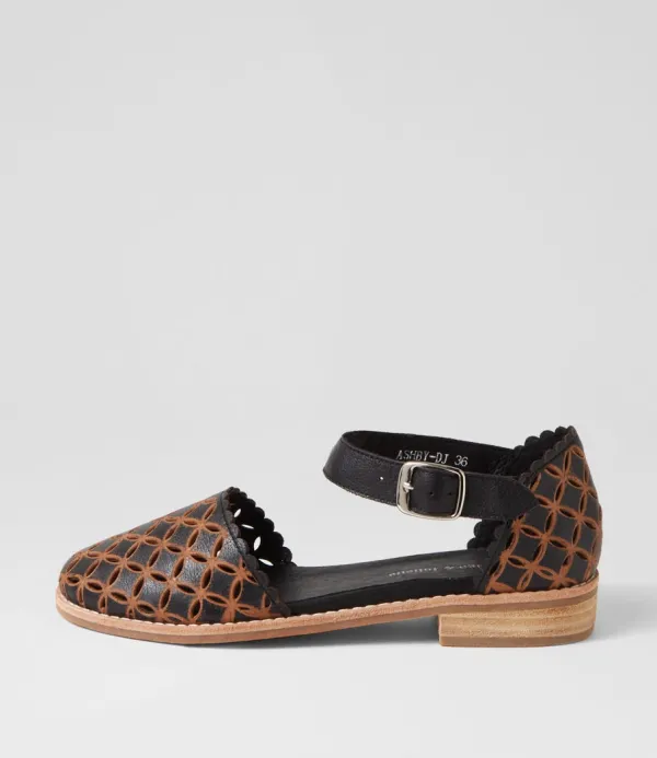 Women DJANGO & JULIETTE Ashby Black Tan Leather Mary Janes