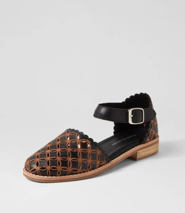 Women DJANGO & JULIETTE Ashby Black Tan Leather Mary Janes