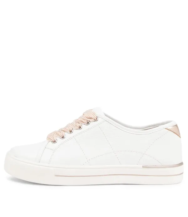 Women ZIERA Ashleen W White Rose Gold Leather Sneakers