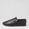 Women DIANA FERRARI Ashli Black Leather Flat Shoes