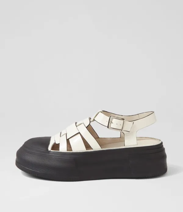 Women DJANGO & JULIETTE Askery Off White Black Patent Leather Sneakers