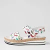 Women DJANGO & JULIETTE Atha White Shoe Print Leather Espadrilles