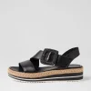 Women DJANGO & JULIETTE Atory Black Leather Espadrilles