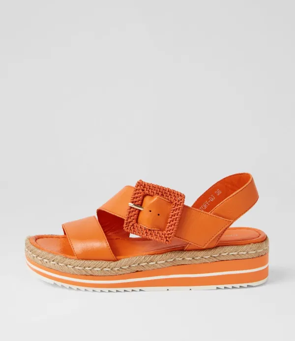 Women DJANGO & JULIETTE Atory Bright Orange Leather Sandals