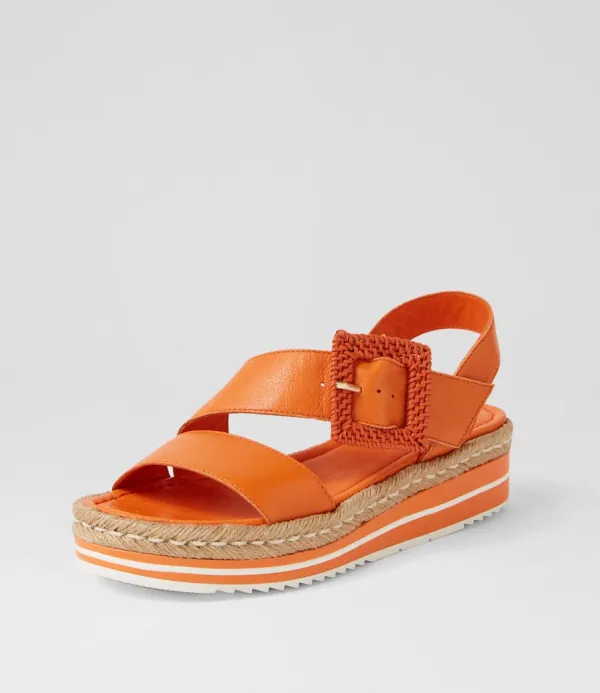Women DJANGO & JULIETTE Atory Bright Orange Leather Sandals