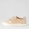 Women ZIERA Audry W Latte Gold Wrinkle Patent Leather Sneakers