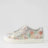 Women ZIERA Audry W Wild Flower Silver Leather Sneakers