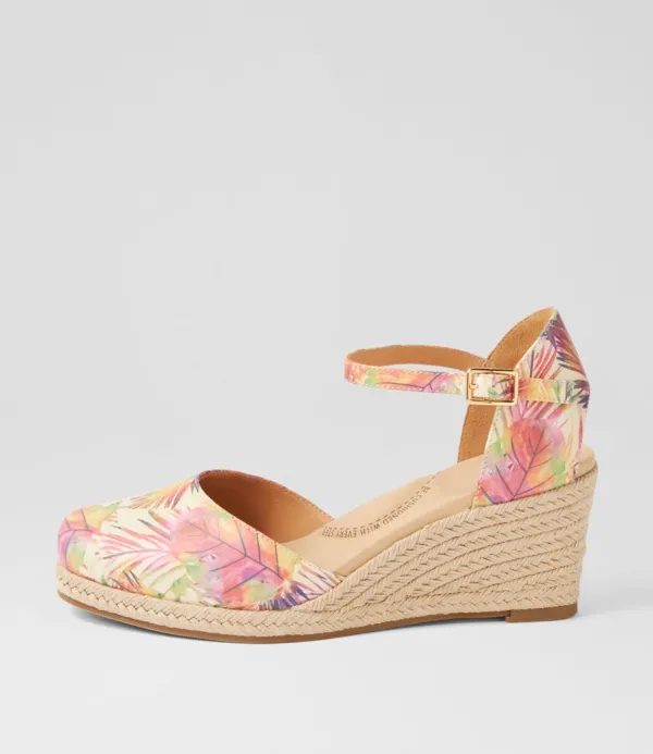 Women ZIERA Autumn W Multi Palms Leather Wedges