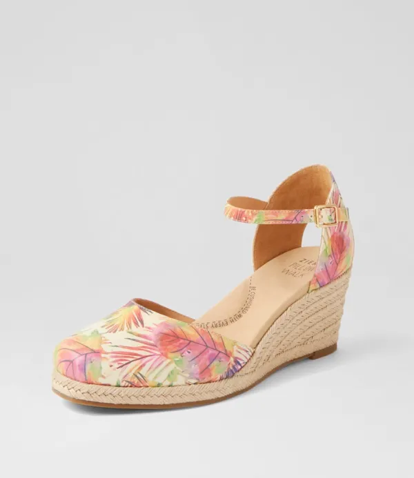 Women ZIERA Autumn W Multi Palms Leather Wedges