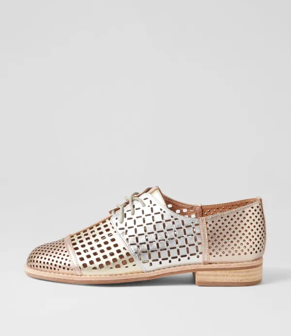 Women DJANGO & JULIETTE Avert Metallic Multi Lace Up Flats