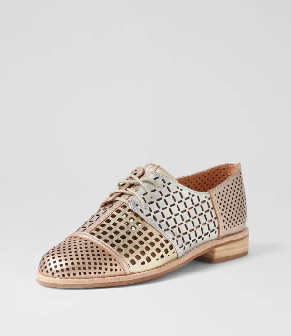 Women DJANGO & JULIETTE Avert Metallic Multi Lace Up Flats