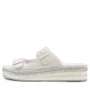 Women DJANGO & JULIETTE Axel White Silver Rope Patent Leather Sandals