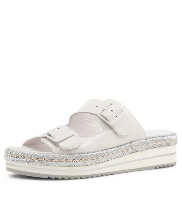 Women DJANGO & JULIETTE Axel White Silver Rope Patent Leather Sandals