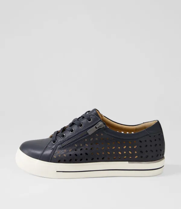 Women ZIERA Ayleen W Navy Leather Sneakers