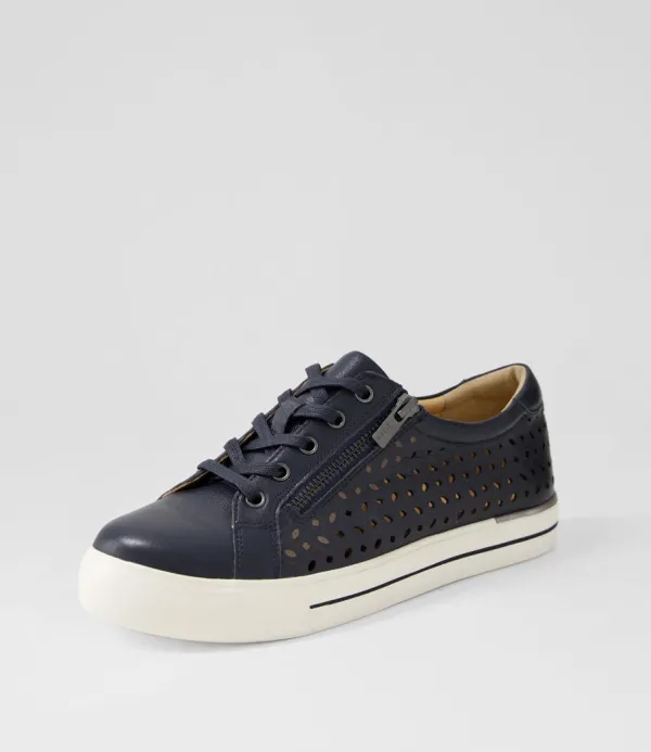 Women ZIERA Ayleen W Navy Leather Sneakers