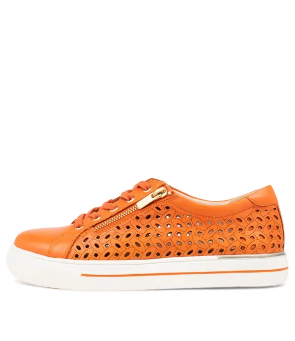 Women ZIERA Ayleen W Orange Leather Sneakers