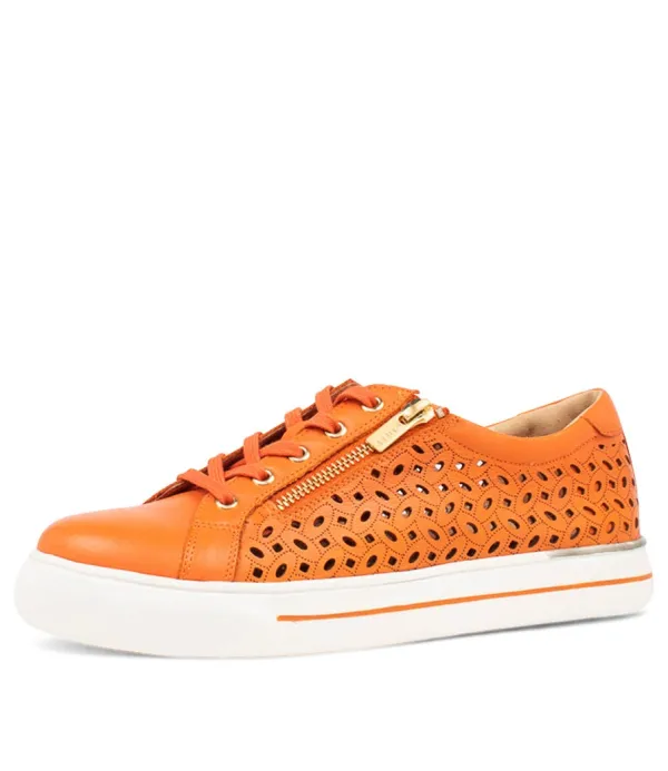 Women ZIERA Ayleen W Orange Leather Sneakers