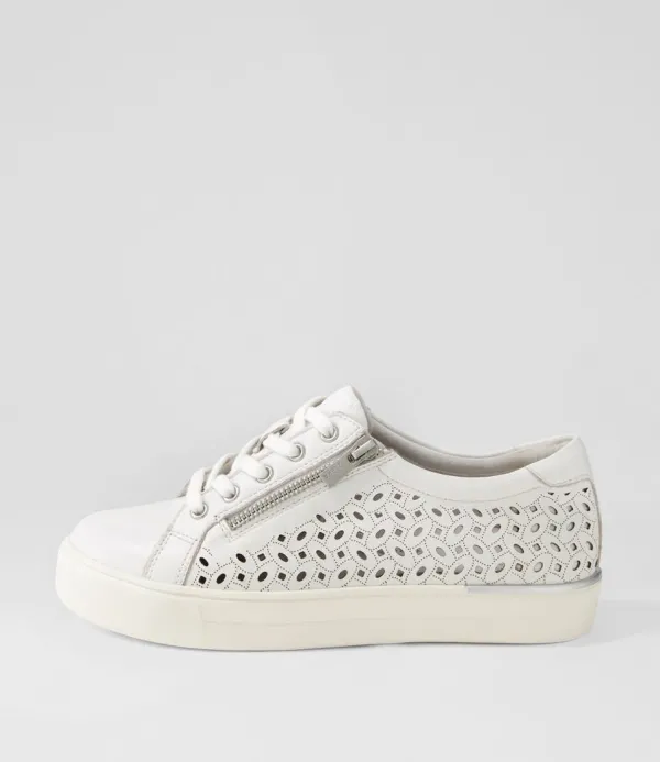 Women ZIERA Ayleen W White Leather Sneakers