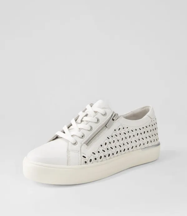Women ZIERA Ayleen W White Leather Sneakers