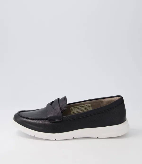 Women ROCKPORT Ayva Washable Penny Black Leather Loafers