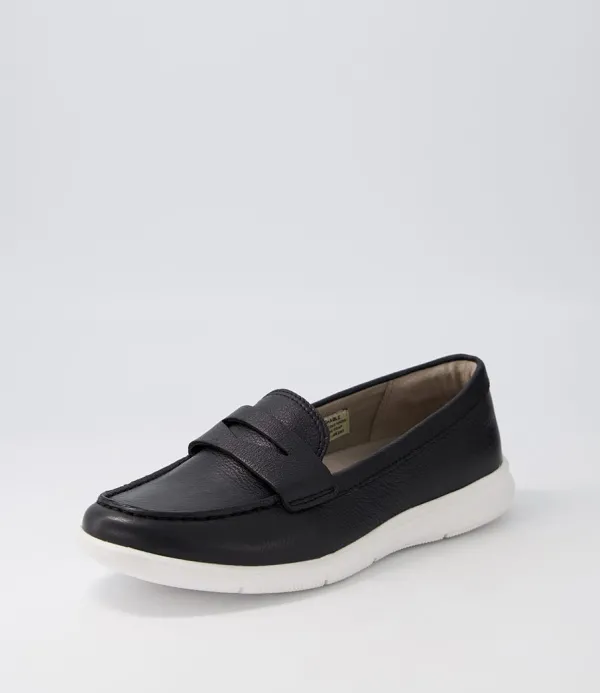 Women ROCKPORT Ayva Washable Penny Black Leather Loafers